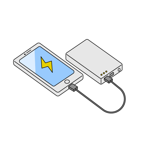充電中のモバイルバッテリーの無料カラーイラスト