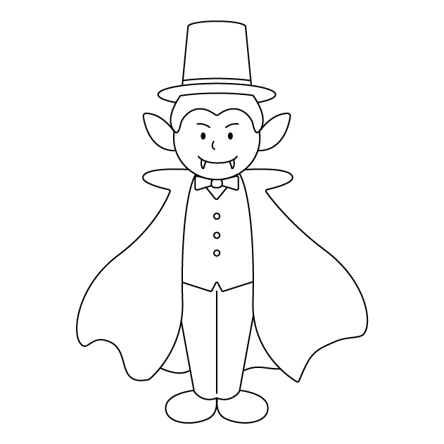 ドラキュラの無料モノクロイラスト（ウォーターマークあり）