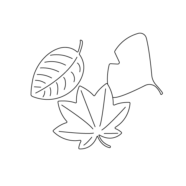落ち葉の無料モノクロイラスト（ウォーターマークあり）