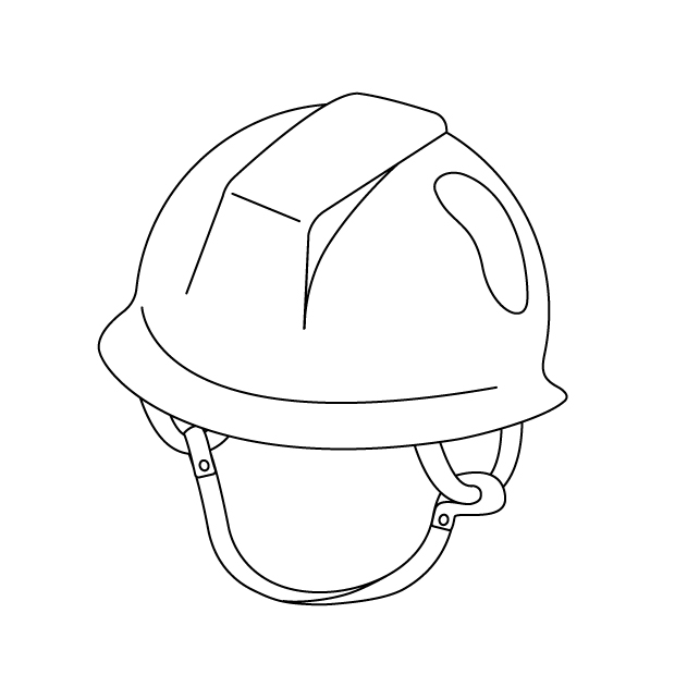 ヘルメットの無料モノクロイラスト