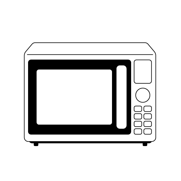 電子レンジの無料モノクロイラスト