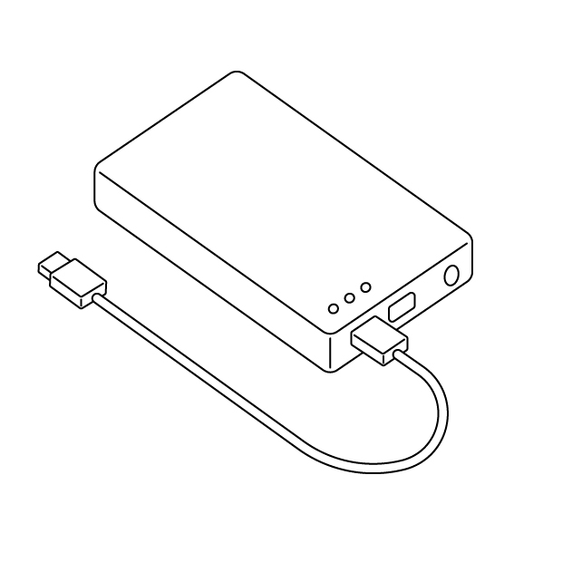 モバイルバッテリーの無料モノクロイラスト（ウォーターマークあり）