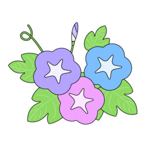 朝顔の無料カラーイラスト