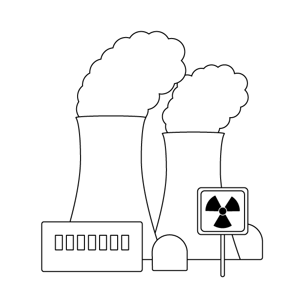 原子力発電所の無料モノクロイラスト
