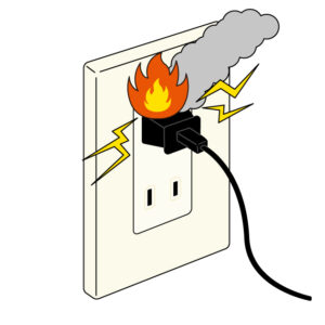 コンセント火事の無料カラーイラスト
