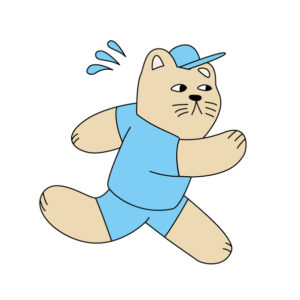ランニングする猫（擬人化）の無料カラーイラスト