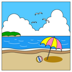 海辺の無料カラーイラスト