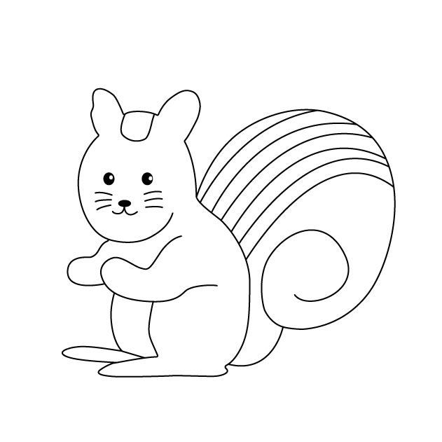 リスの無料モノクロイラスト（ウォーターマークあり）