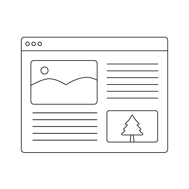 ウェブページの無料モノクロイラスト