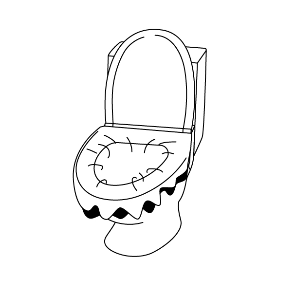 災害時の非常用トイレの無料モノクロイラスト