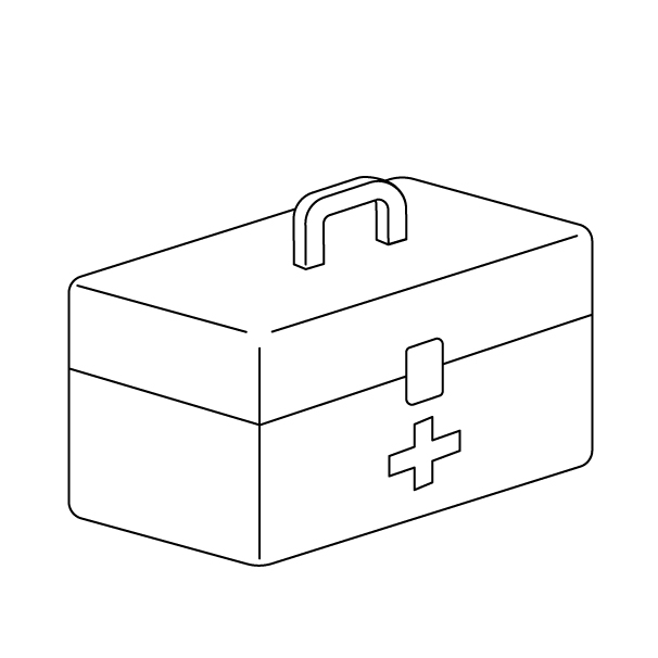 救急箱の無料モノクロイラスト