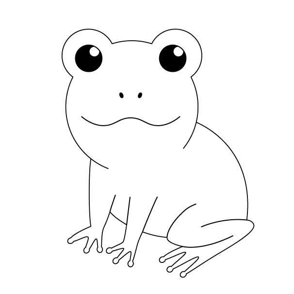 カエルの無料モノクロイラスト