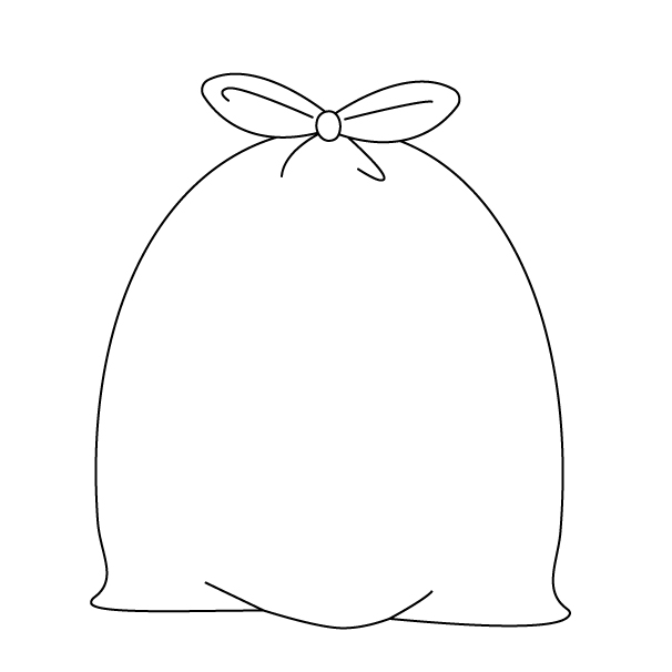 ゴミの入ったゴミ袋の無料モノクロイラスト