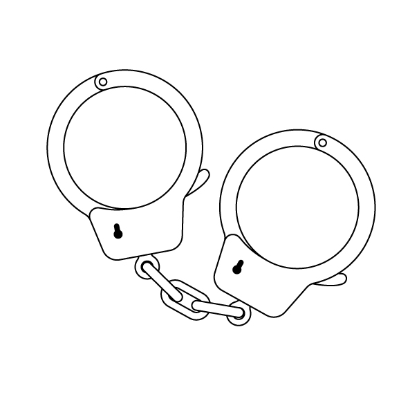 手錠の無料モノクロイラスト