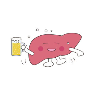 酔っ払った肝臓のキャラクターの無料カラーイラスト
