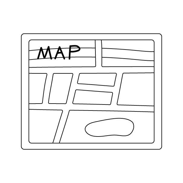 地図の無料モノクロイラスト