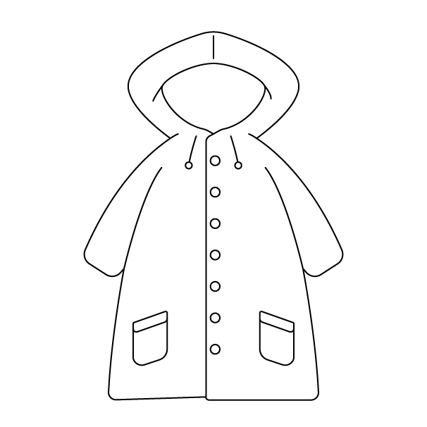 雨合羽の無料モノクロイラスト