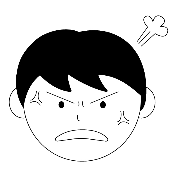 怒る男性の無料モノクロイラスト