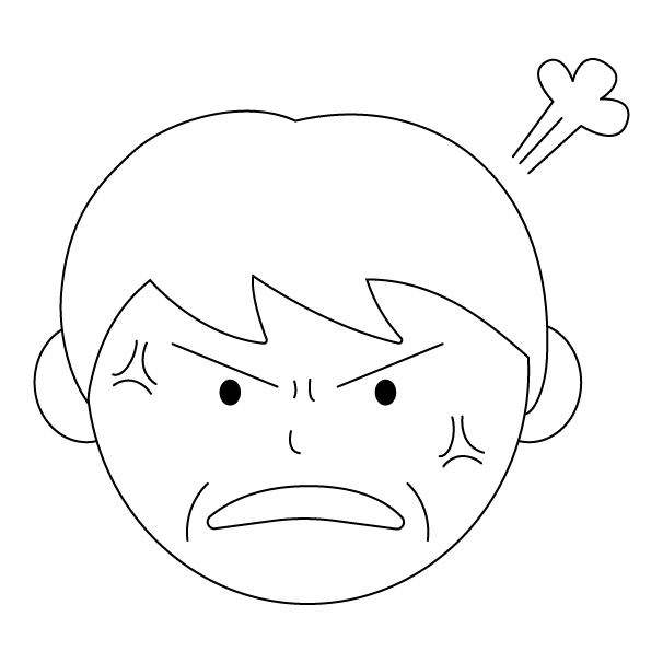 怒る年配男性の無料モノクロイラスト