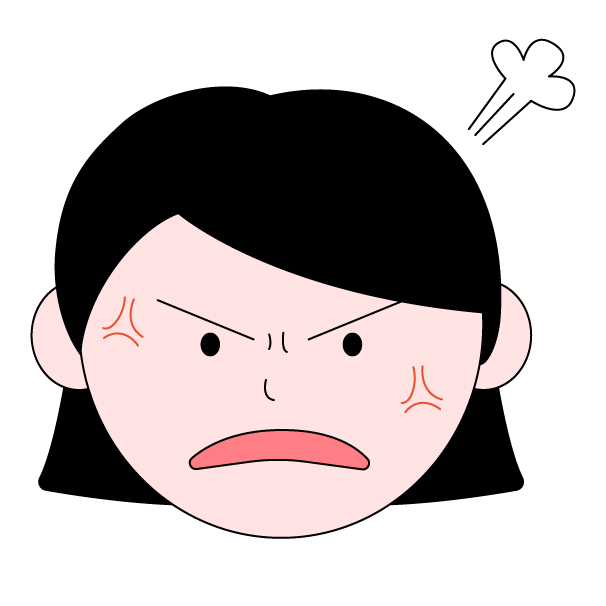 怒る女性の無料カラーイラスト