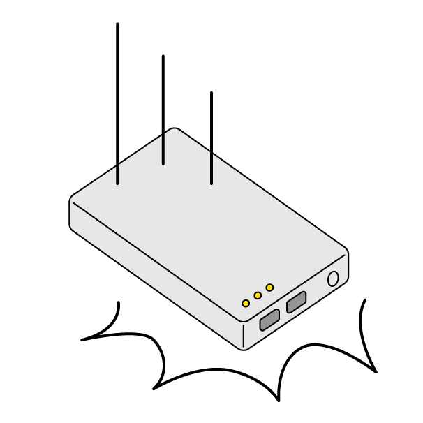 落下するモバイルバッテリーの無料カラーイラスト