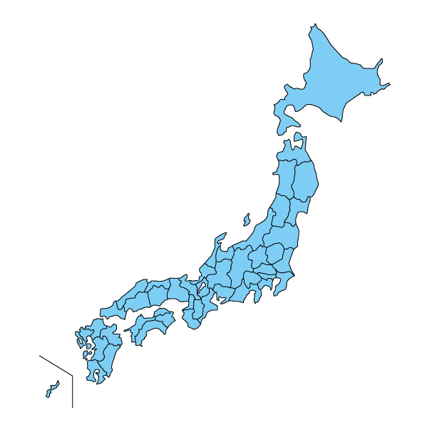 日本地図の無料カラーイラスト