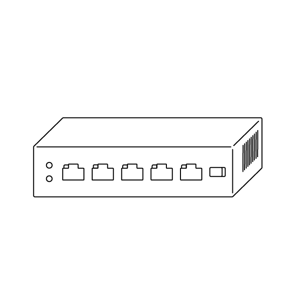 ハブ（インターネット）の無料モノクロイラスト