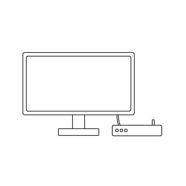 テレビの受信機の無料モノクロイラスト