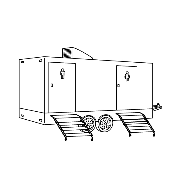 トレイラートイレの無料モノクロイラスト