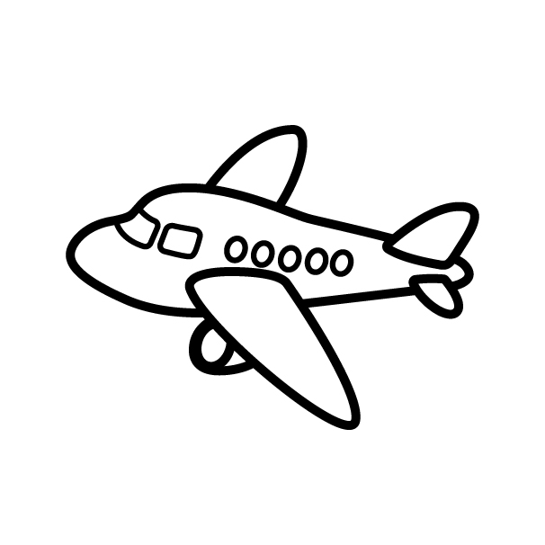飛行機のアイコンの無料モノクロイラスト