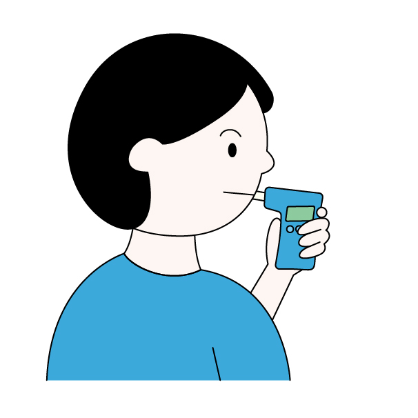 アルコール検知器を使う人の無料カラーイラスト