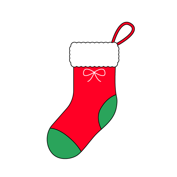 クリスマスの靴下の無料カラーイラスト