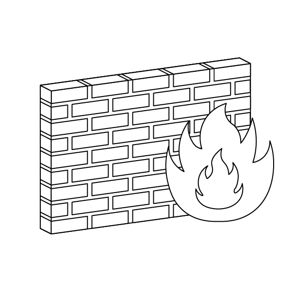 ファイヤーウォールの無料モノクロイラスト