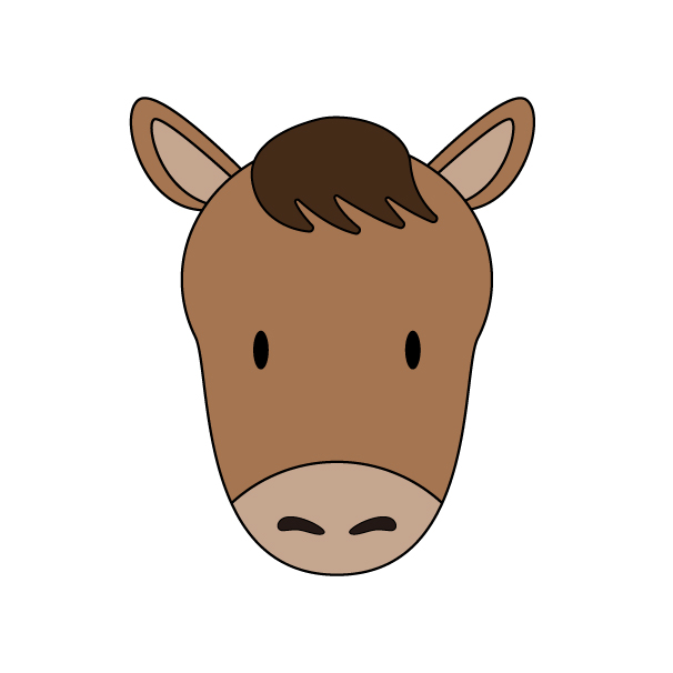 馬の顔の無料カラーイラスト