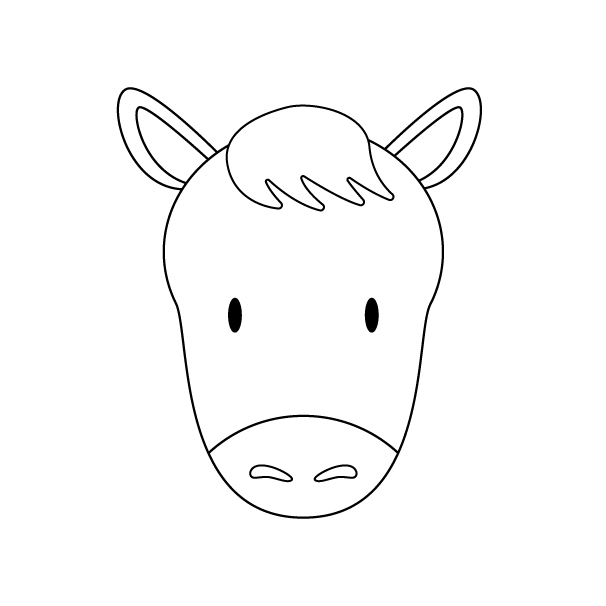 馬の顔の無料モノクロイラスト