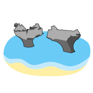 古宇利島のハートロックの無料カラーイラスト