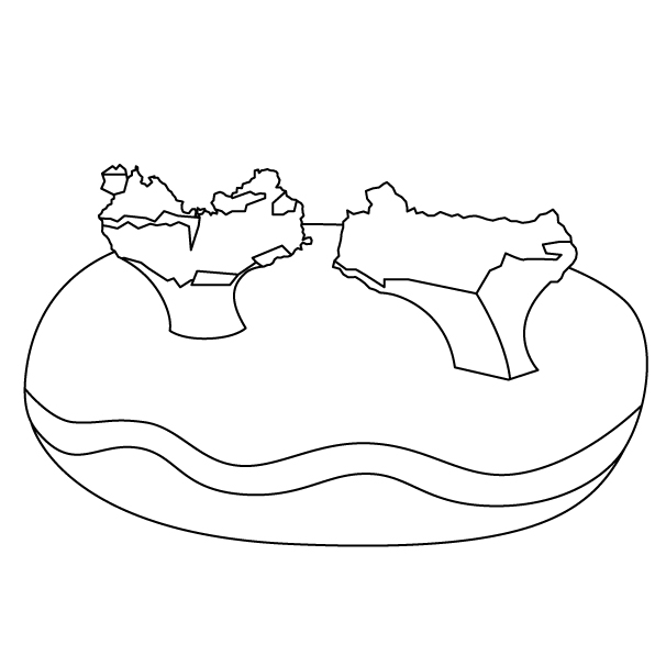 古宇利島のハートロックの無料モノクロイラスト