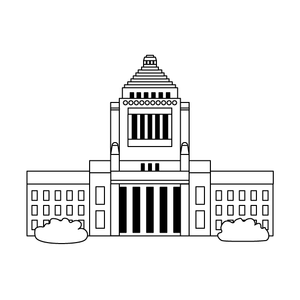 国会議事堂の無料モノクロイラスト