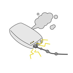 過充電のモバイルバッテリーの無料カラーイラスト