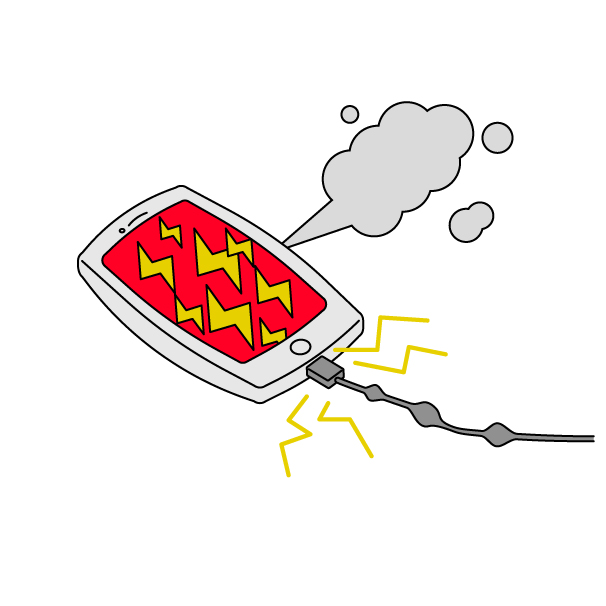 スマホの過充電の無料カラーイラスト