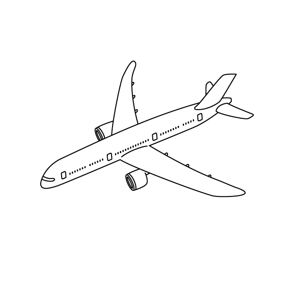 旅客機の無料モノクロイラスト