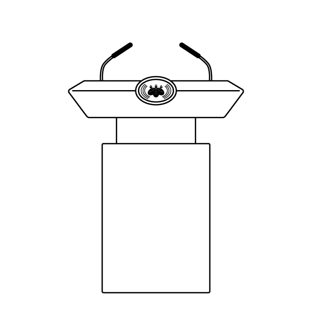 内閣総理大臣会見台の無料モノクロイラスト