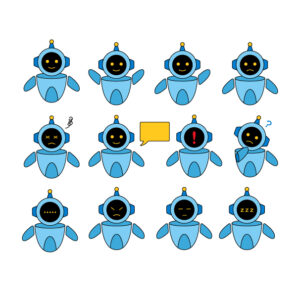 AIロボットキャラクターセットの無料カラーイラスト