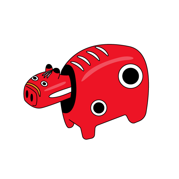 赤べこの無料カラーイラスト