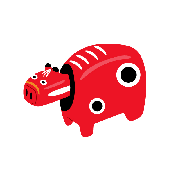 赤べこの無料線なしイラスト