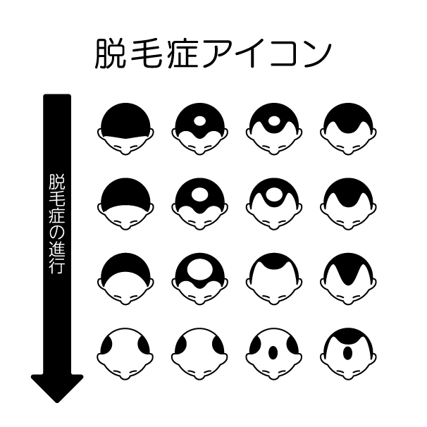 脱毛症のアイコンセットの無料モノクロイラスト