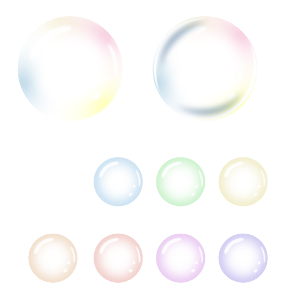 シャボン玉のイラストセットの無料カラーイラスト