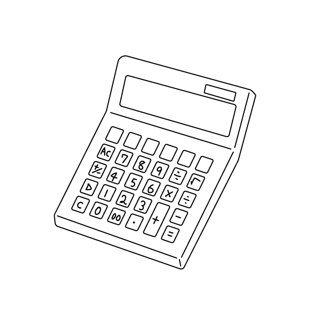電卓の無料モノクロイラスト