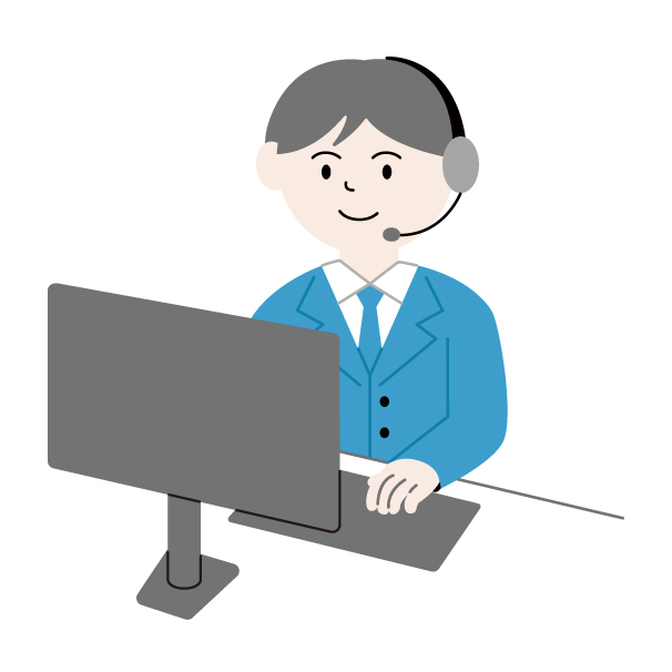 コールセンターの男性の無料線なしイラスト