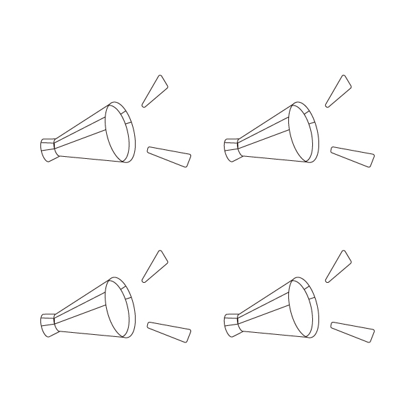 カラーメガホンの無料モノクロイラスト